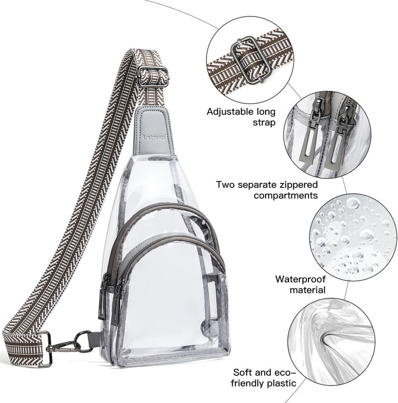 LATMAP Clear bags Stadium Approved Crossbody Sling Bag Fanny Pack Backpack Purses for Women Men Belt bag for stadium events - Image 5
